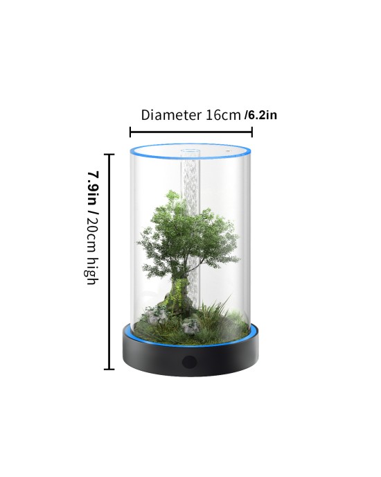 Circular Desktop Aquarium | Plug-and-Play Aquatic Wonderland 16*20cm